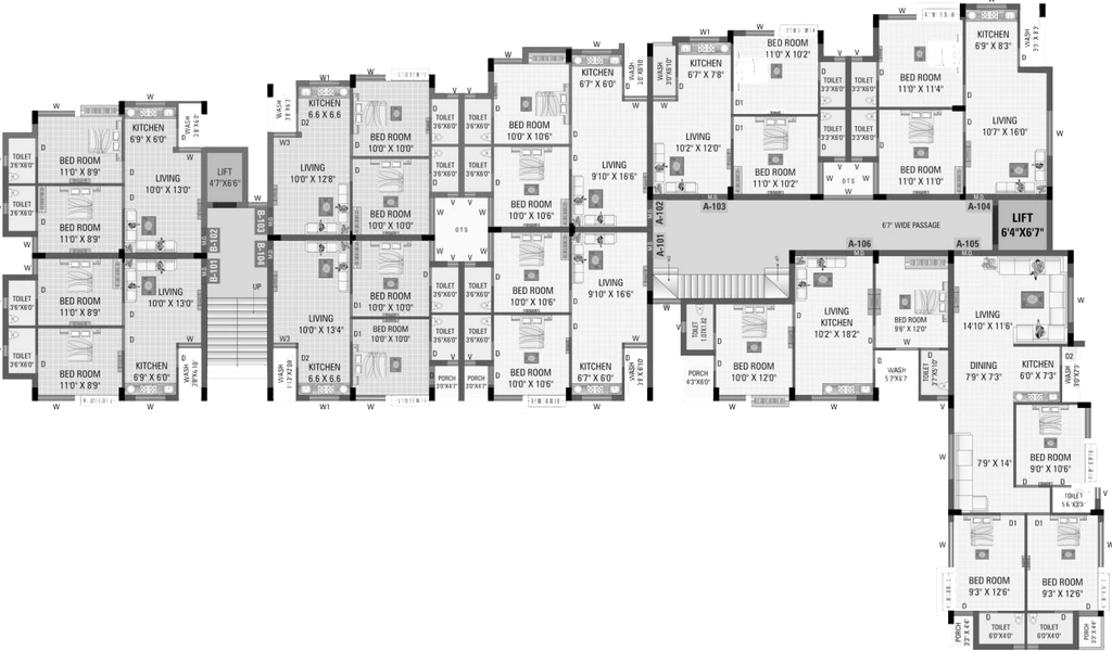 Floor Plan of Amrutdhara Residency in Rail Nagar, Rajkot - Image 436830