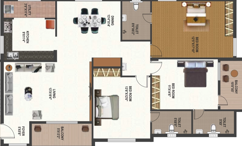 3 BHK Flat in Affinity Regency Park in Thanisandra, Bangalore - Image 931727