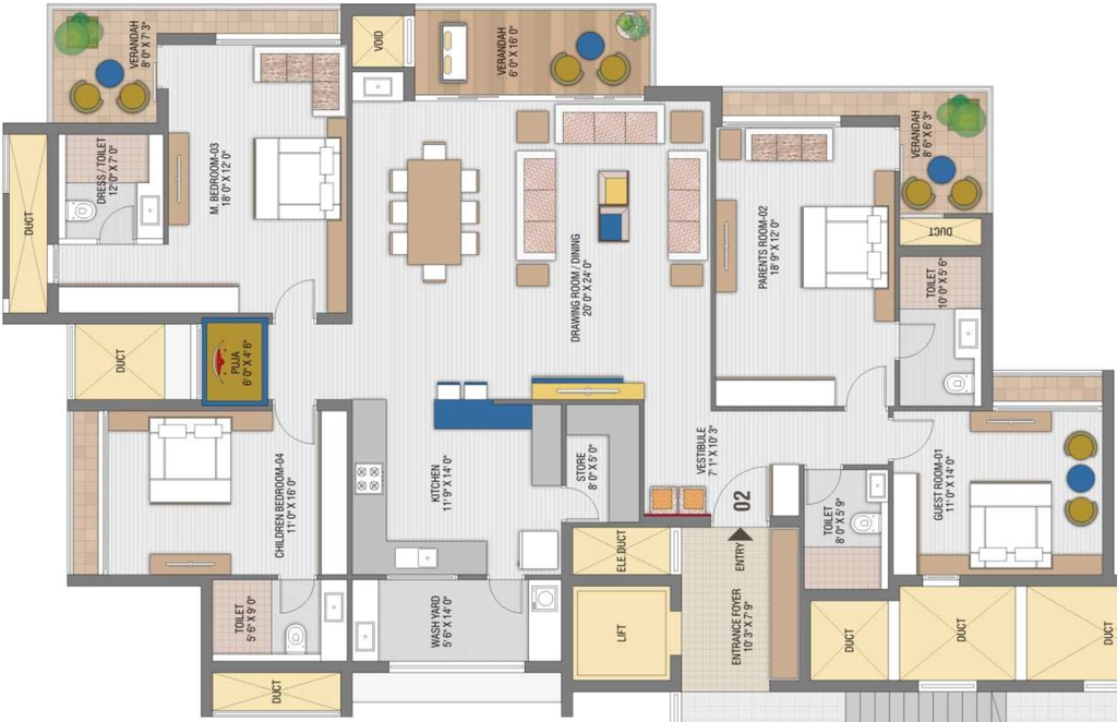 4 BHK Flat in Decora West Hills in Kalavad Road, Rajkot - Image 931738
