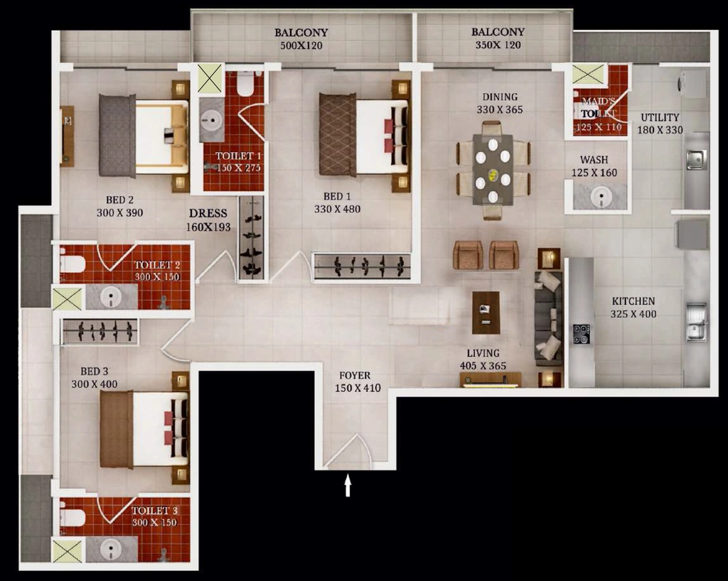 3 BHK Flat in Urbanscape Dynasty in Kuravankonam, Thiruvananthapuram - Image 931747