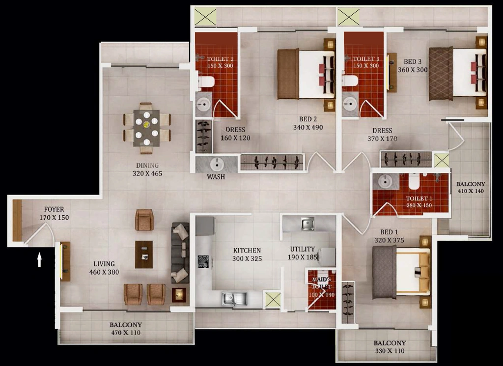 3 BHK Flat in Urbanscape Dynasty in Kuravankonam, Thiruvananthapuram - Image 931748