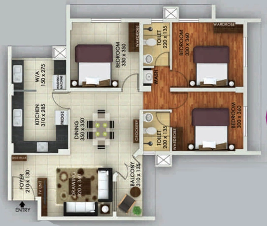 3 BHK Flat in Vivian Suites in Mannanthala, Thiruvananthapuram - Image 931776