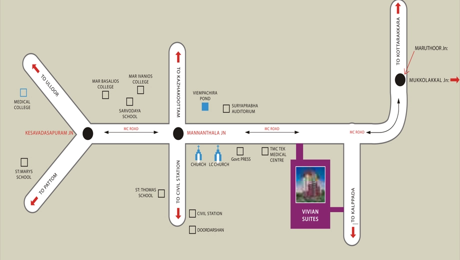 Location of Vivian Suites in Mannanthala, Thiruvananthapuram - Image 436996