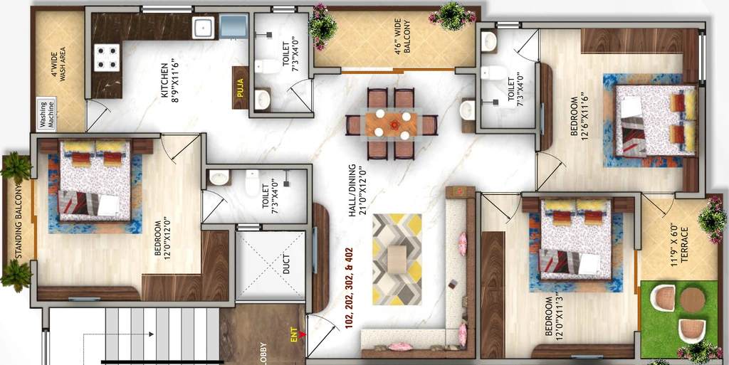 3 BHK Flat in Trinetra Arnav Enclave in Manish Nagar, Nagpur - Image 931783