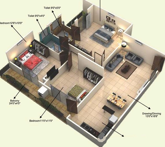 3 BHK Flat in AP Park Avenue in Jatkhedi, Bhopal - Image 931846