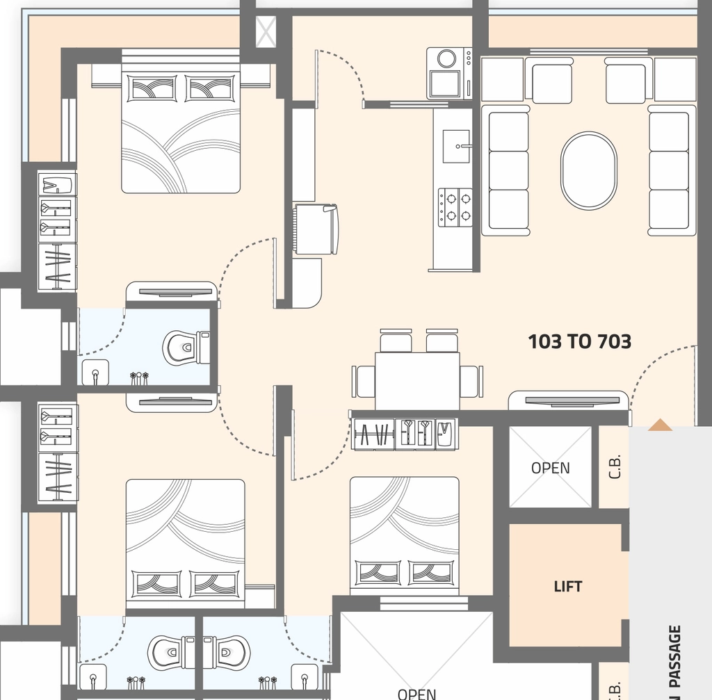 3 BHK Flat in Mahavir Amidhara in null, Rajkot - Image 931772