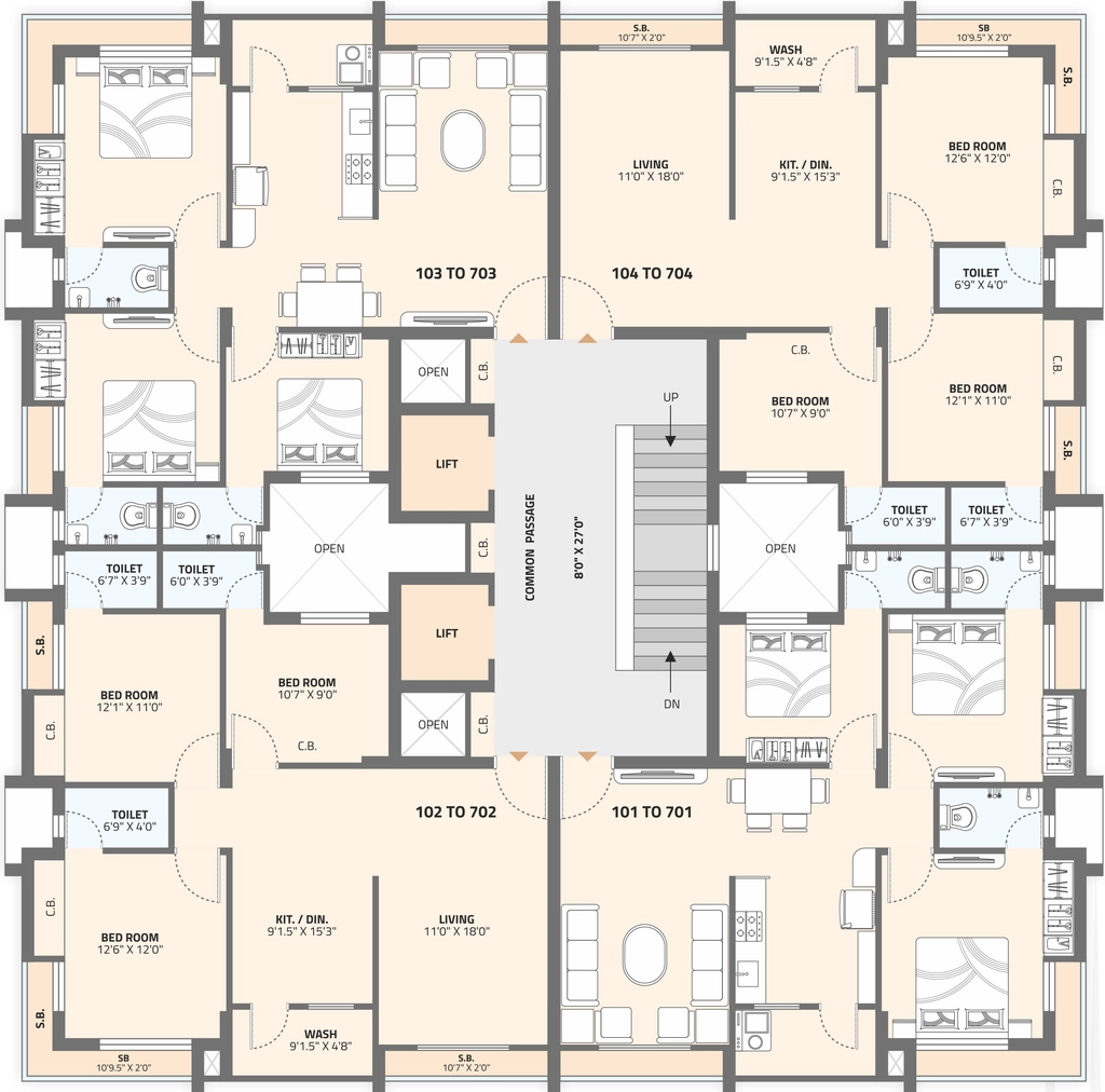 Floor Plan of Mahavir Amidhara in null, Rajkot - Image 436990