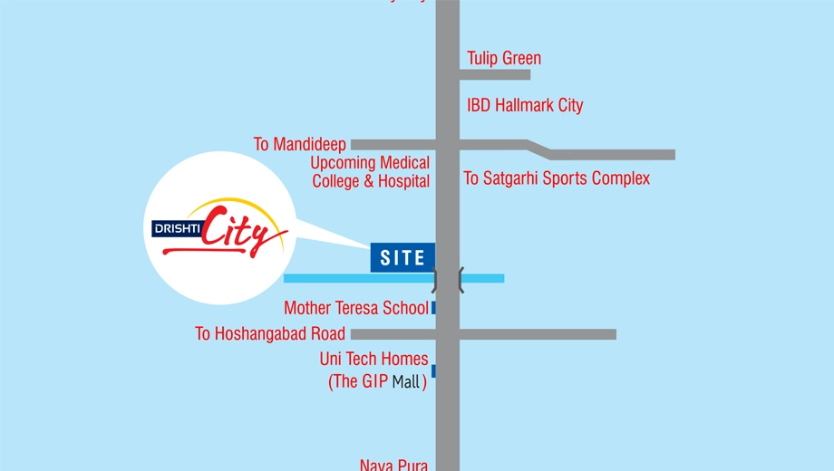 Location of Drishti City in Kolar Road, Bhopal - Image 437170