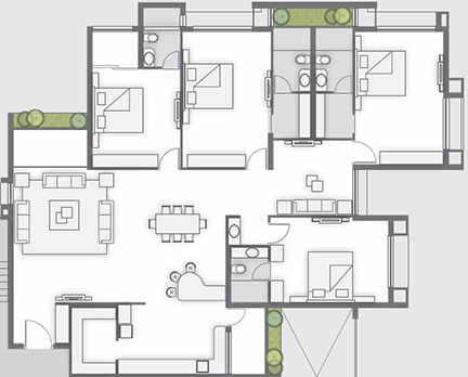 4 BHK Flat in Pradhyuman Royal Heights in Kalavad Road, Rajkot - Image 931792