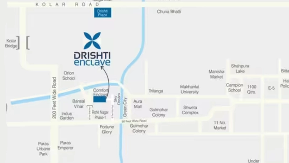 Location of Drishti Enclave in Bawadiya Kalan, Bhopal - Image 437160