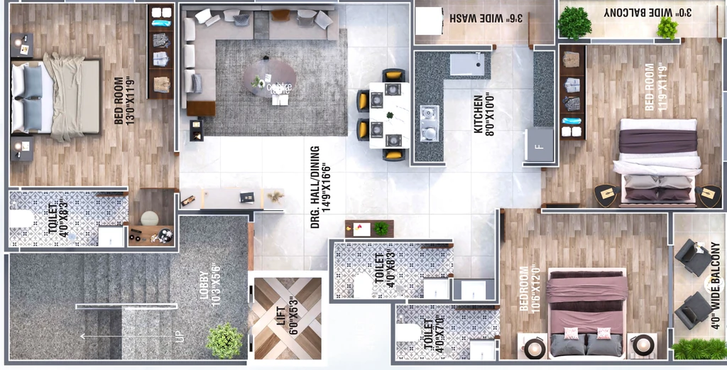 3 BHK Flat in Ayush Prestige in Jaiprakash Nagar, Nagpur - Image 931793