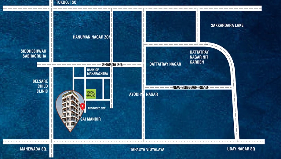 Location of Ayush Prestige in Jaiprakash Nagar, Nagpur - Image 437063