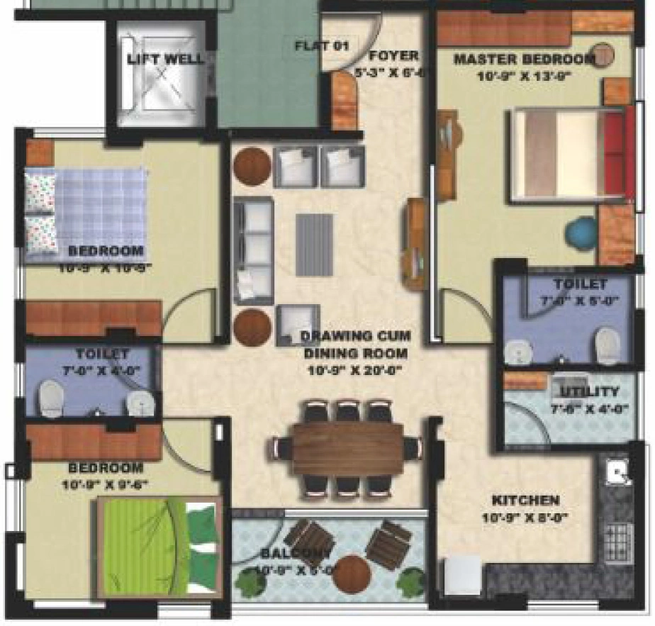3 BHK Flat in Shriram Residency in Manish Nagar, Nagpur - Image 931801