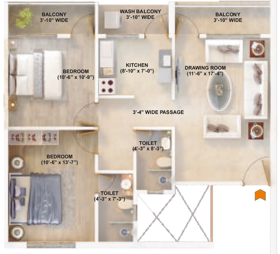 2 BHK Flat in Mangalam Jalaram in Hingna Road, Nagpur - Image 931816