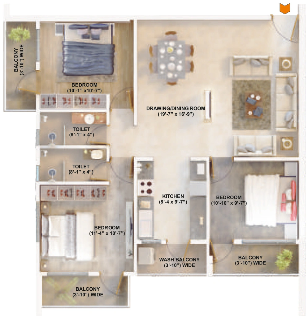 3 BHK Flat in Mangalam Jalaram in Hingna Road, Nagpur - Image 931817