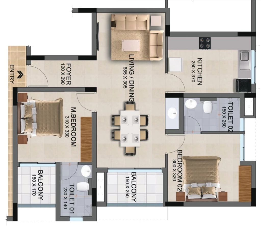 2 BHK Flat in Sree Dhanya Greece Gardens in Kazhakootam, Thiruvananthapuram - Image 931855