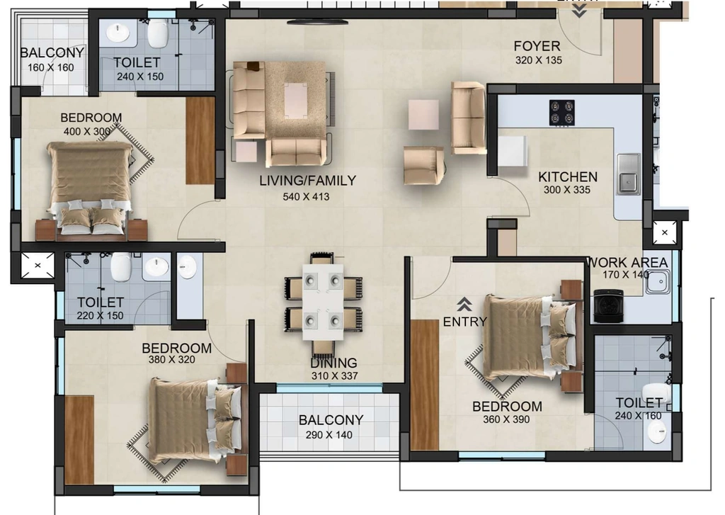 3 BHK Flat in Sree Dhanya Greece Gardens in Kazhakootam, Thiruvananthapuram - Image 931859