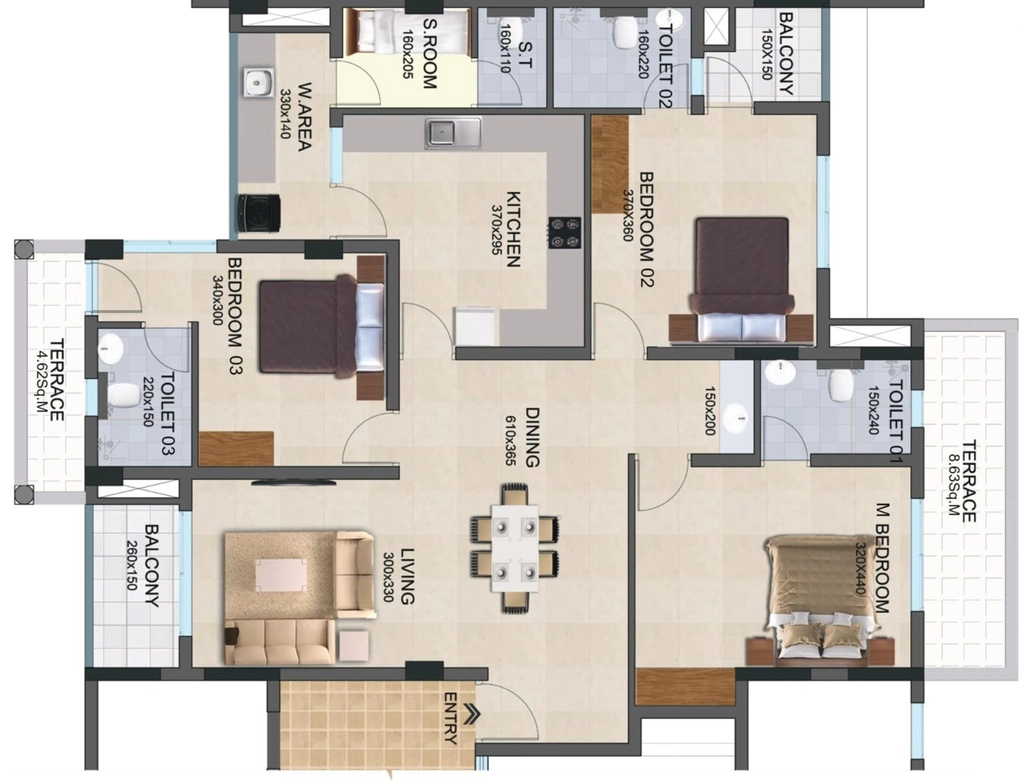 3 BHK Flat in Sree Dhanya Greece Gardens in Kazhakootam, Thiruvananthapuram - Image 931861