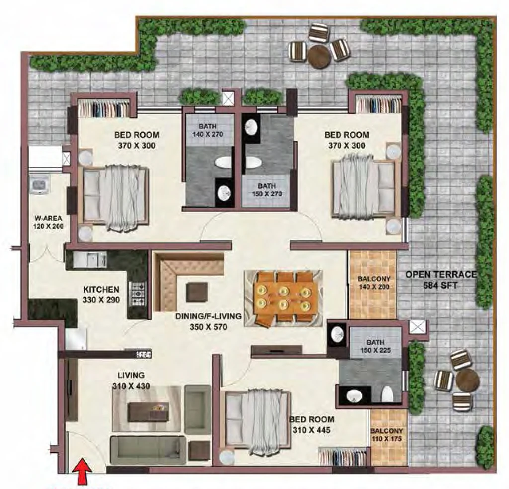 3 BHK Flat in Sree Dhanya La Maison in Vazhuthacaud, Thiruvananthapuram - Image 931864