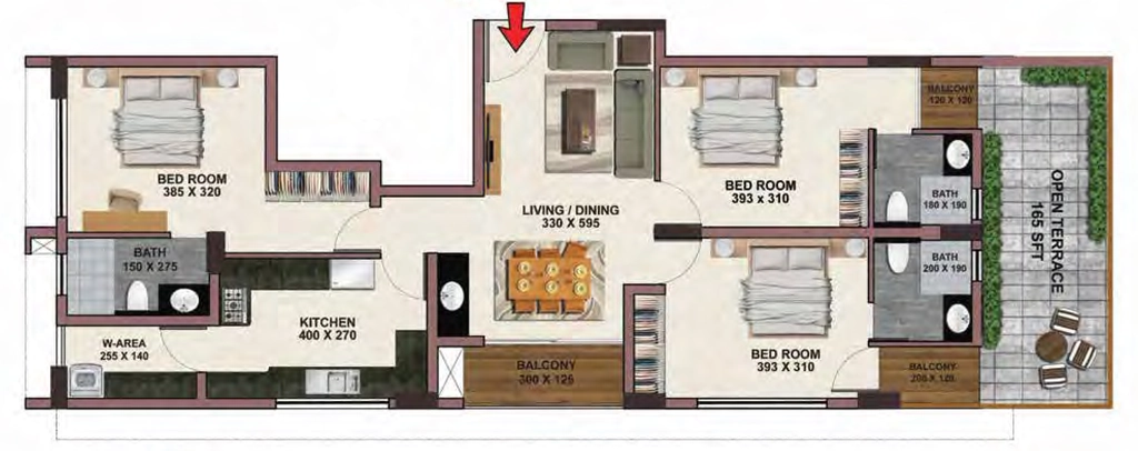 3 BHK Flat in Sree Dhanya La Maison in Vazhuthacaud, Thiruvananthapuram - Image 931865