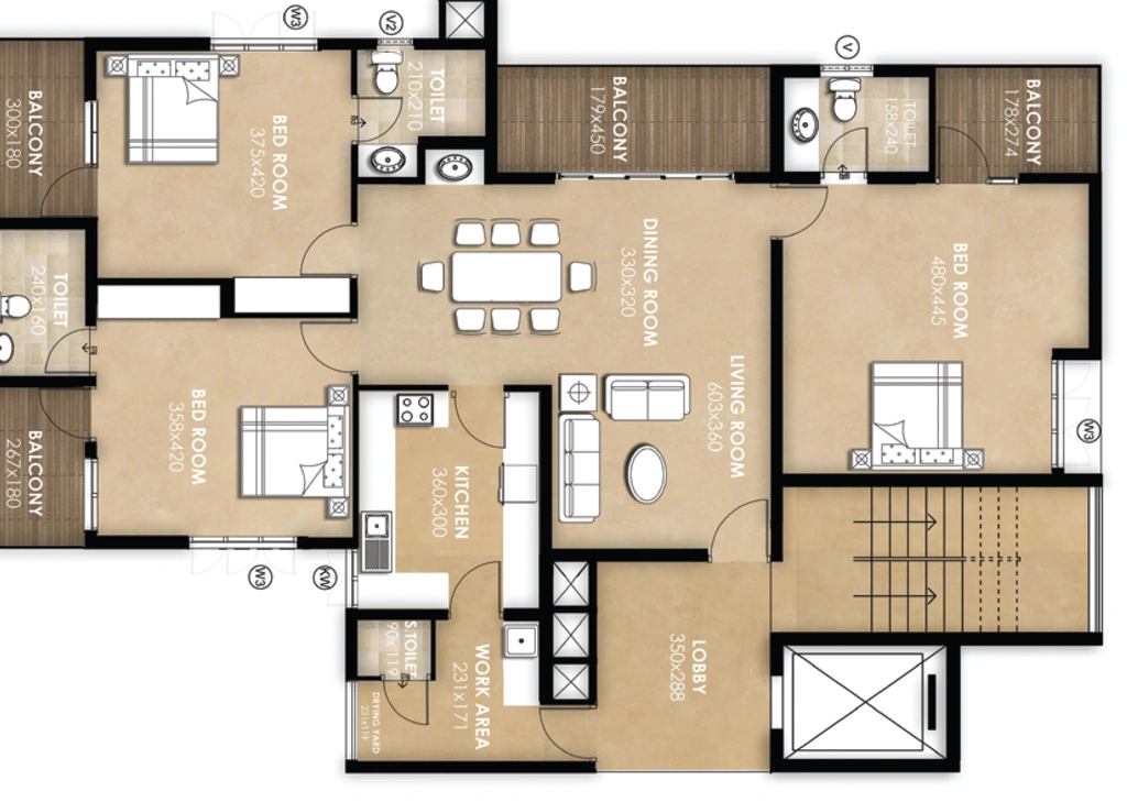 3 BHK Flat in Sree Dhanya La Poshe in Vazhuthacaud, Thiruvananthapuram - Image 931869