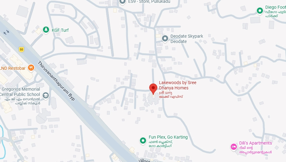 Location of Sree Dhanya Lakewoods in Aakkulam, Thiruvananthapuram - Image 437292