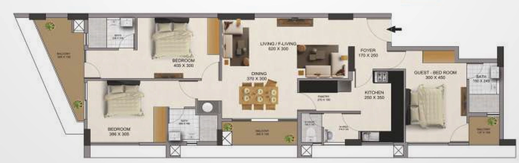 3 BHK Flat in Sree Dhanya Rome in Muttada, Thiruvananthapuram - Image 931886