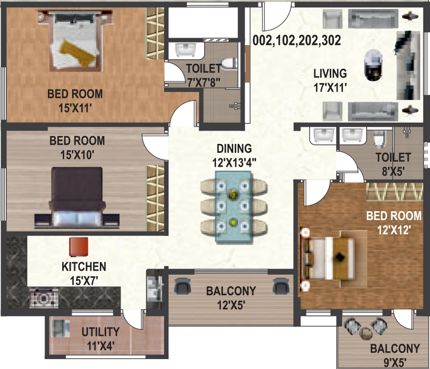 3 BHK Flat in Affinity Gardenia in Yelahanka, Bangalore - Image 931889