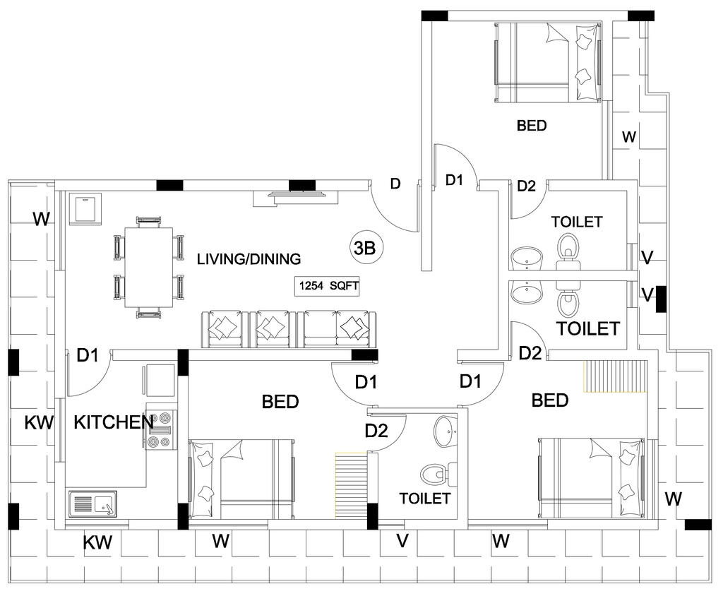 3 BHK Flat in Kalpaka Parkside Apartments in Edappally, Kochi - Image 931918