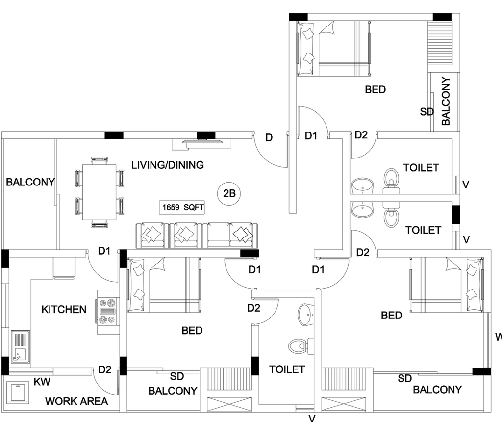 3 BHK Flat in Kalpaka Parkside Apartments in Edappally, Kochi - Image 931920