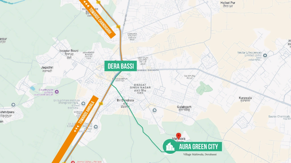 Location of Tricity Aura Green City in Dera Bassi, Chandigarh - Image 437403
