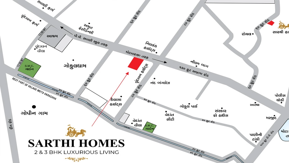 Location of Sarthi Homes in Mota Varachha, Surat - Image 437465