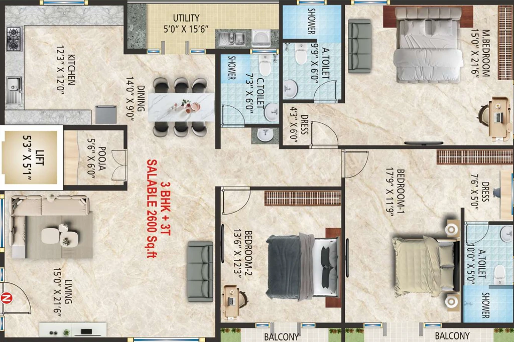 3 BHK Flat in Keystone Saisiddharth Dominion in Jayanagar, Bangalore - Image 931907
