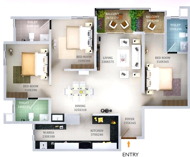 3 BHK Flat in ABAD Celebration Towers in Edappally, Kochi - Image 931924