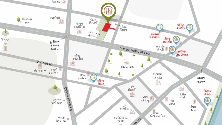 Location of MND Pratishtha Palm in Mota Varachha, Surat - Image 437527