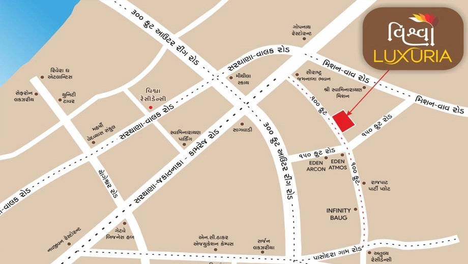 Location of Varni Vishwa Luxuria in Pasodara, Surat - Image 437542