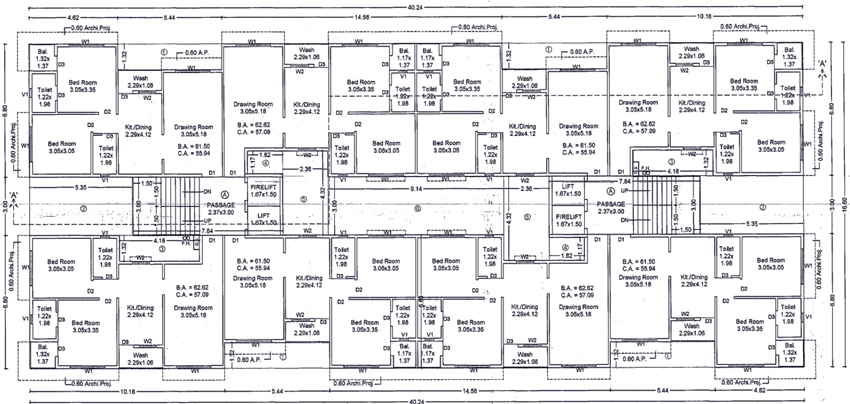 Floor Plan of Aakash Prithvi Building B in Bhestan, Surat - Image 437577