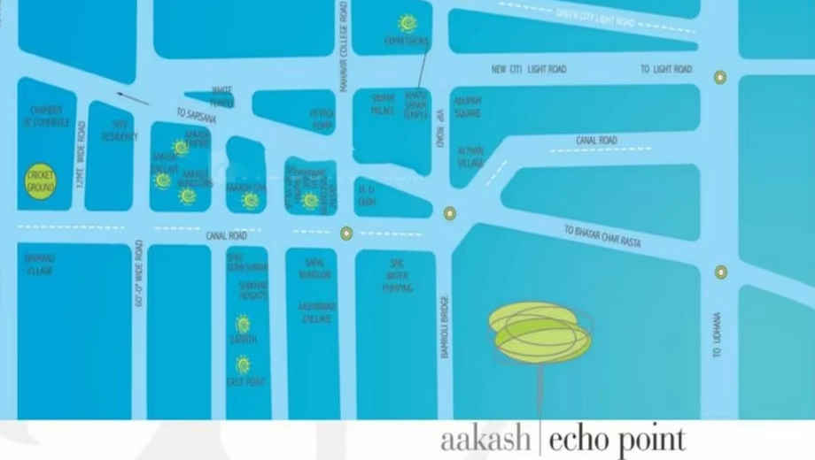 Location of Aakash Echo Point in Bhimrad, Surat - Image 437584