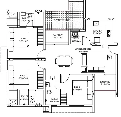 3 BHK Flat in Asset Luminance in Kakkanad, Kochi - Image 931983