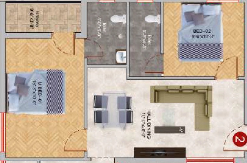 2 BHK Flat in VSK Aara Apartment in Koundampalayam, Coimbatore - Image 931986