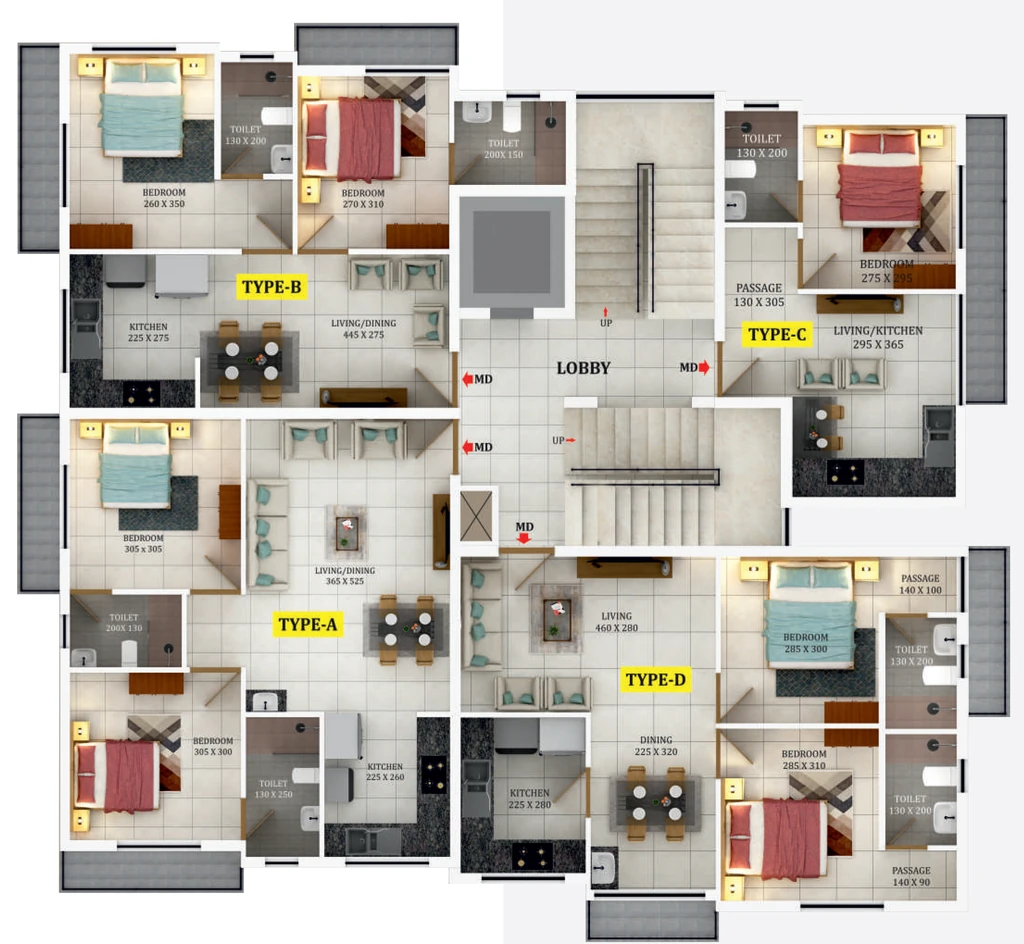 Floor Plan of Dreamflower Valentia in Vazhakkala, Kochi - Image 437757