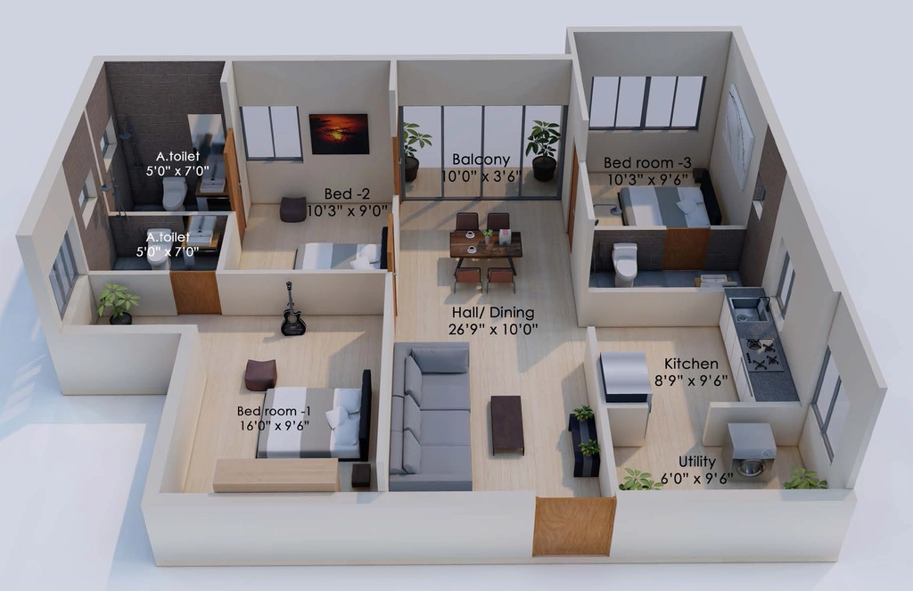 3 BHK Flat in Soulspace Uptown in Madukarai, Coimbatore - Image 931997