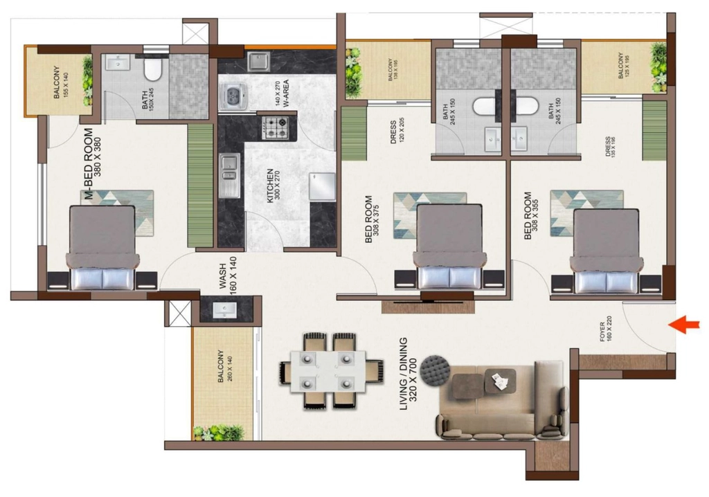 3 BHK Flat in Sree Dhnaya ARC in Sasthamangalam, Thiruvananthapuram - Image 931995