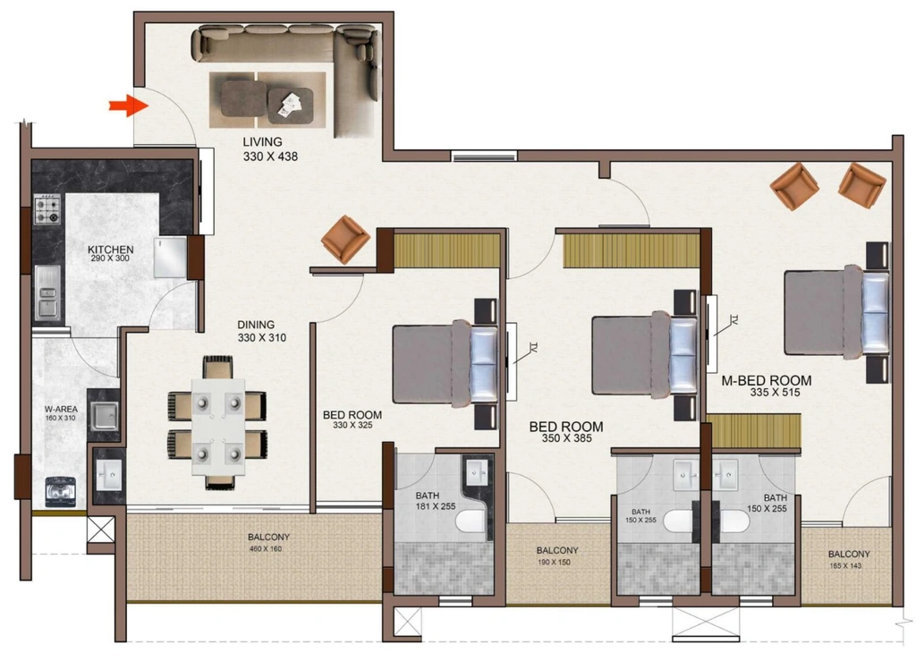3 BHK Flat in Sree Dhnaya ARC in Sasthamangalam, Thiruvananthapuram - Image 931996
