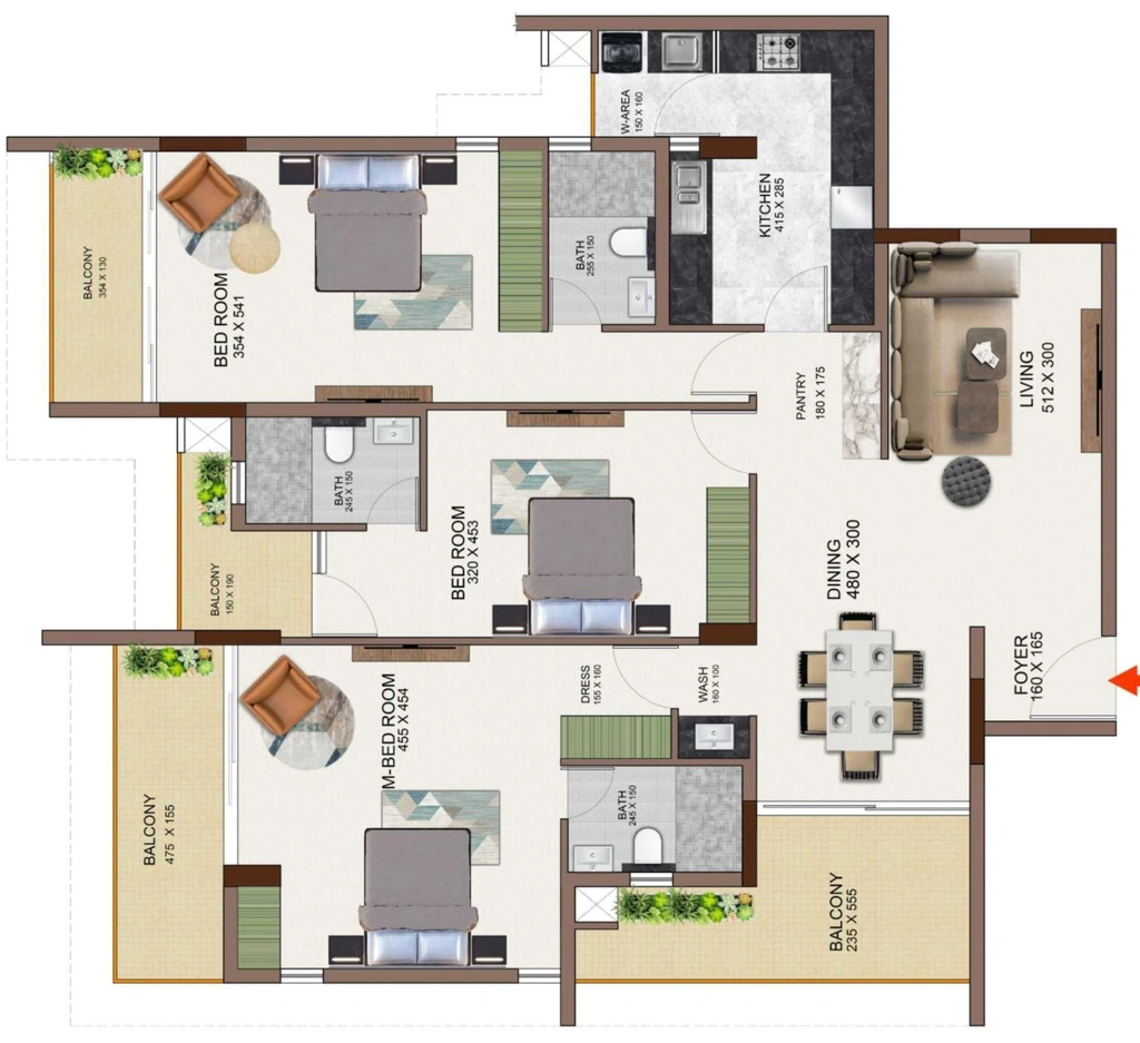 3 BHK Flat in Sree Dhnaya ARC in Sasthamangalam, Thiruvananthapuram - Image 931999