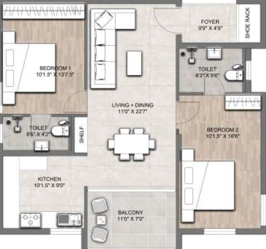 2 BHK Flat in Novascape Uptown in Keeranatham, Coimbatore - Image 932041