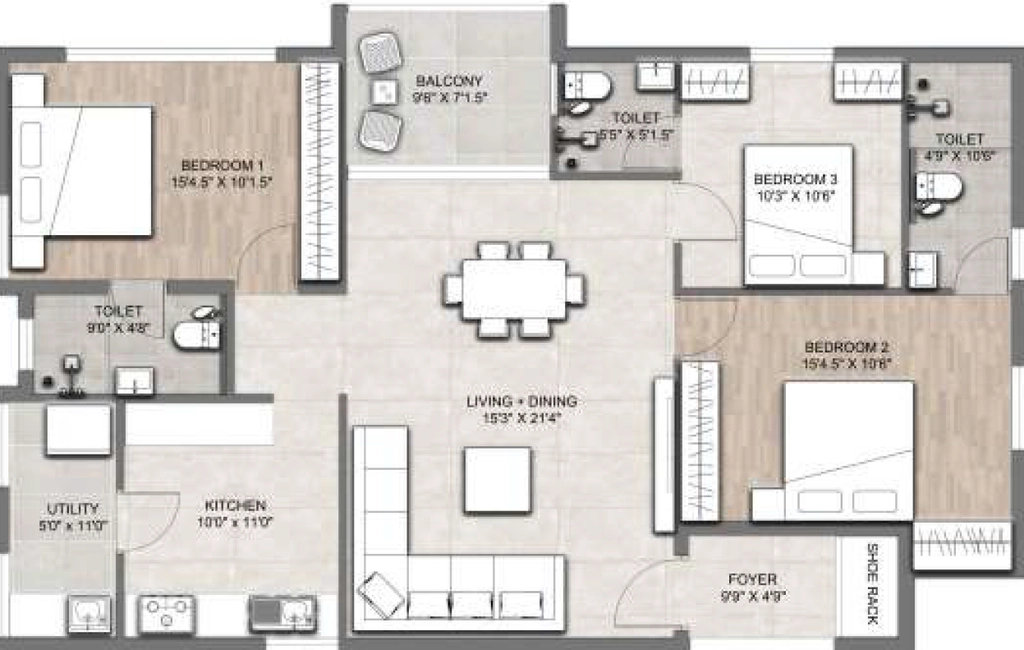 3 BHK Flat in Novascape Uptown in Keeranatham, Coimbatore - Image 932042