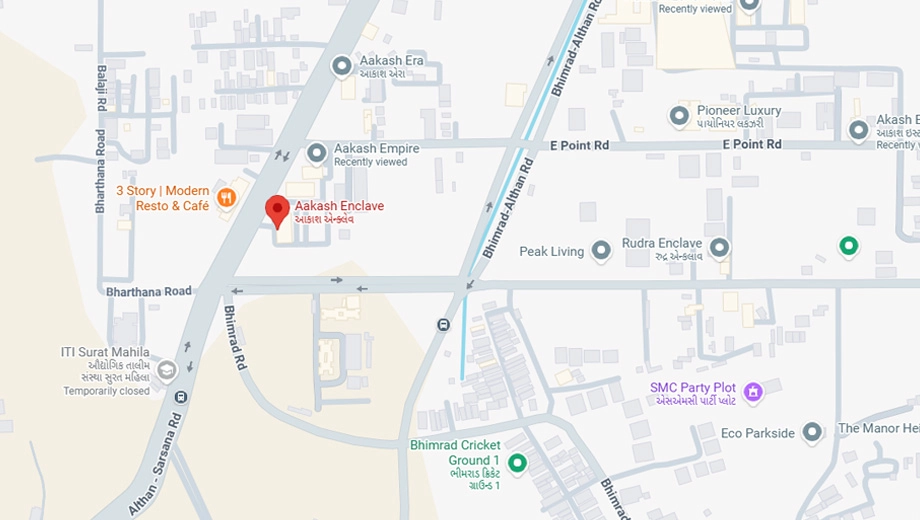 Location of Aakash Enclave in Bhimrad, Surat - Image 437890