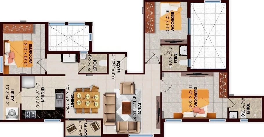 3 BHK Flat in Mukurthi Tiara in Saravanampatti, Coimbatore - Image 932053