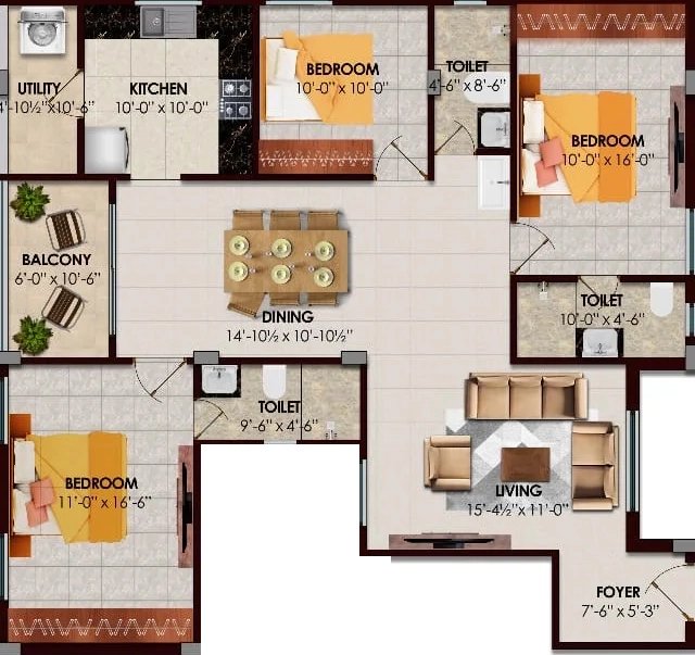 3 BHK Flat in Mukurthi Tiara in Saravanampatti, Coimbatore - Image 932055